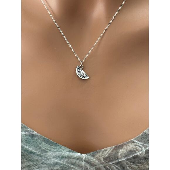 Sterling Silver Orange Slice Charm Necklacce, Silver Orange Slice Necklace - Picture 2 of 5